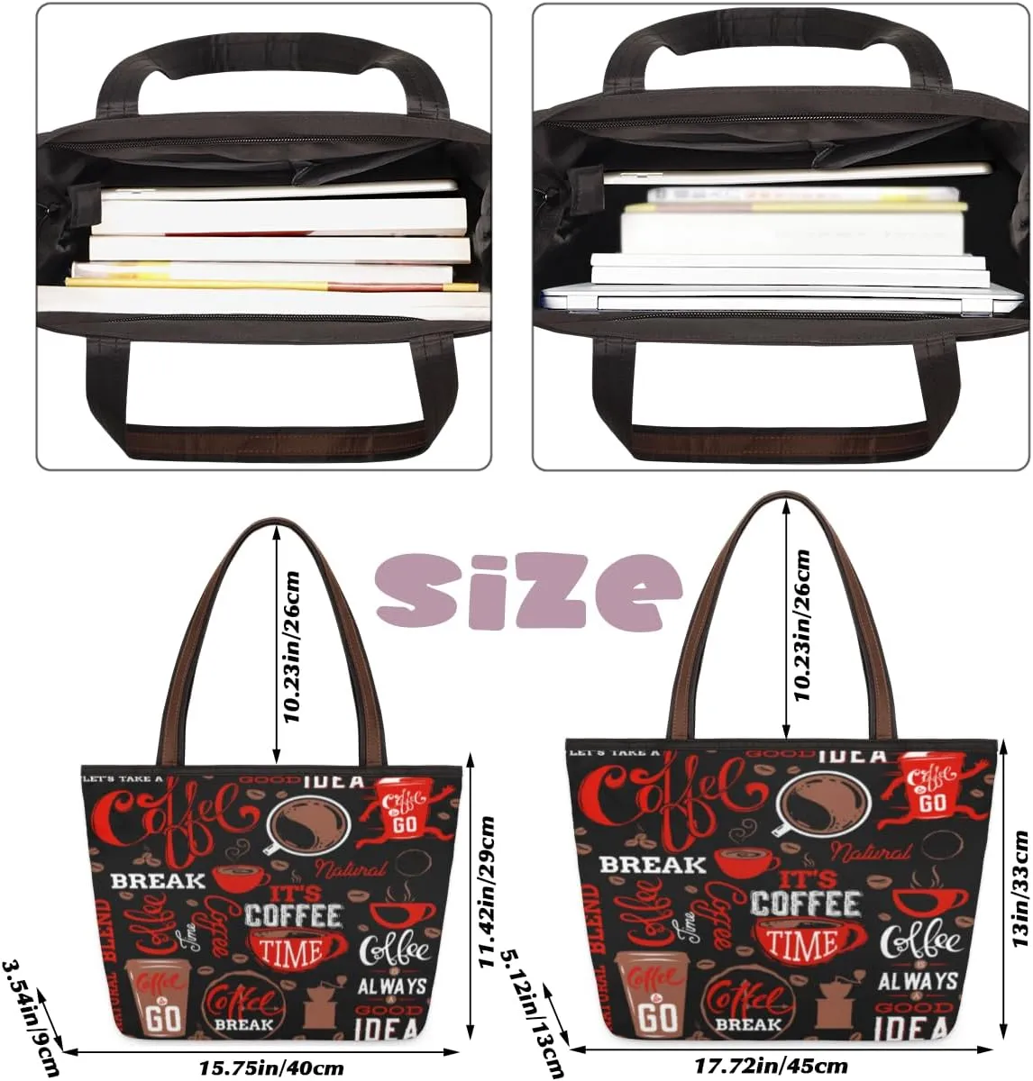Tote Bag for Women with Zipper Large Capacity Top Handle Casual Shoulder Bag Handbag Reusable Shopping