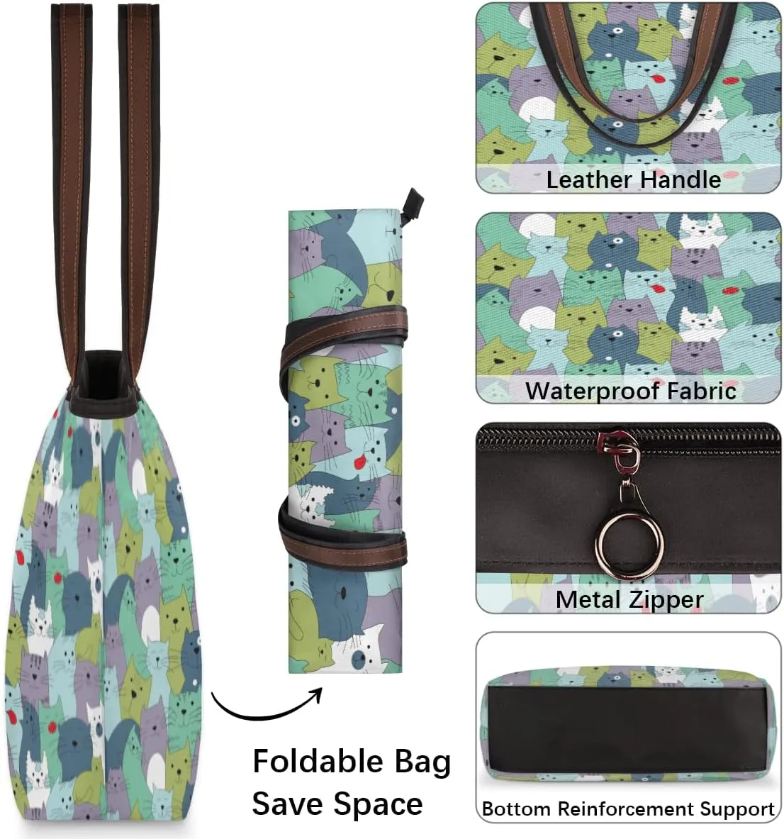 Tote Bag for Women with Zipper Large Capacity Top Handle Casual Shoulder Bag Handbag Reusable Shopping