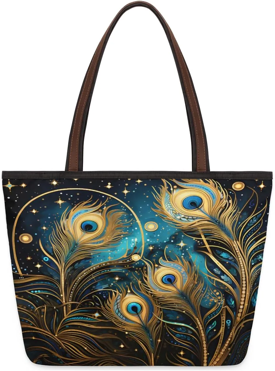 Tote Bag for Women with Zipper Large Capacity Top Handle Casual Shoulder Bag Handbag Reusable Shopping