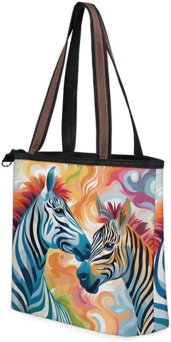 Tote Bag for Women with Zipper Large Capacity Top Handle Casual Shoulder Bag Handbag Reusable Shopping