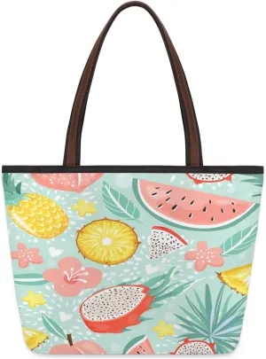 Tote Bag for Women with Zipper Large Capacity Top Handle Casual Shoulder Bag Handbag Reusable Shopping