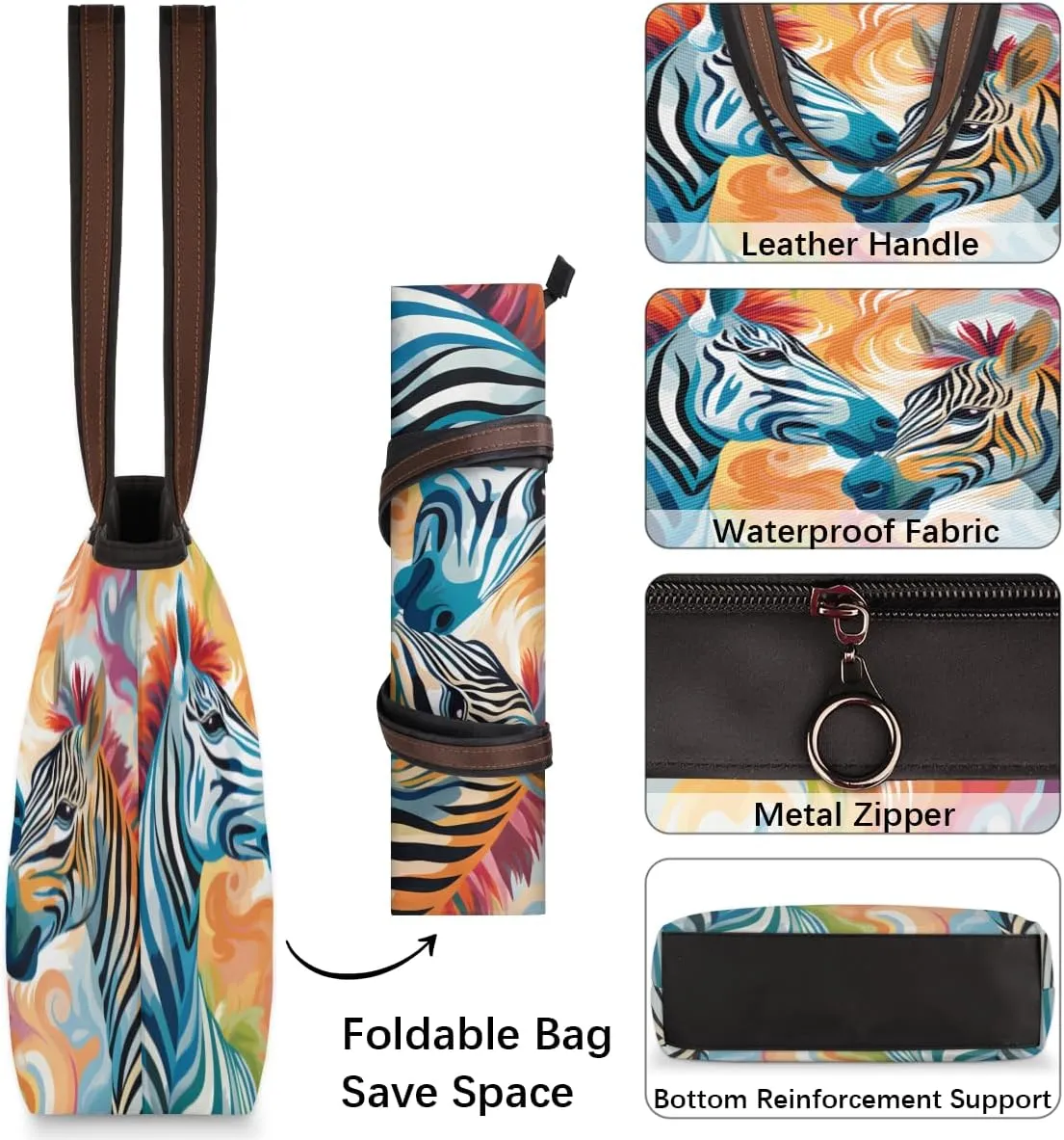 Tote Bag for Women with Zipper Large Capacity Top Handle Casual Shoulder Bag Handbag Reusable Shopping