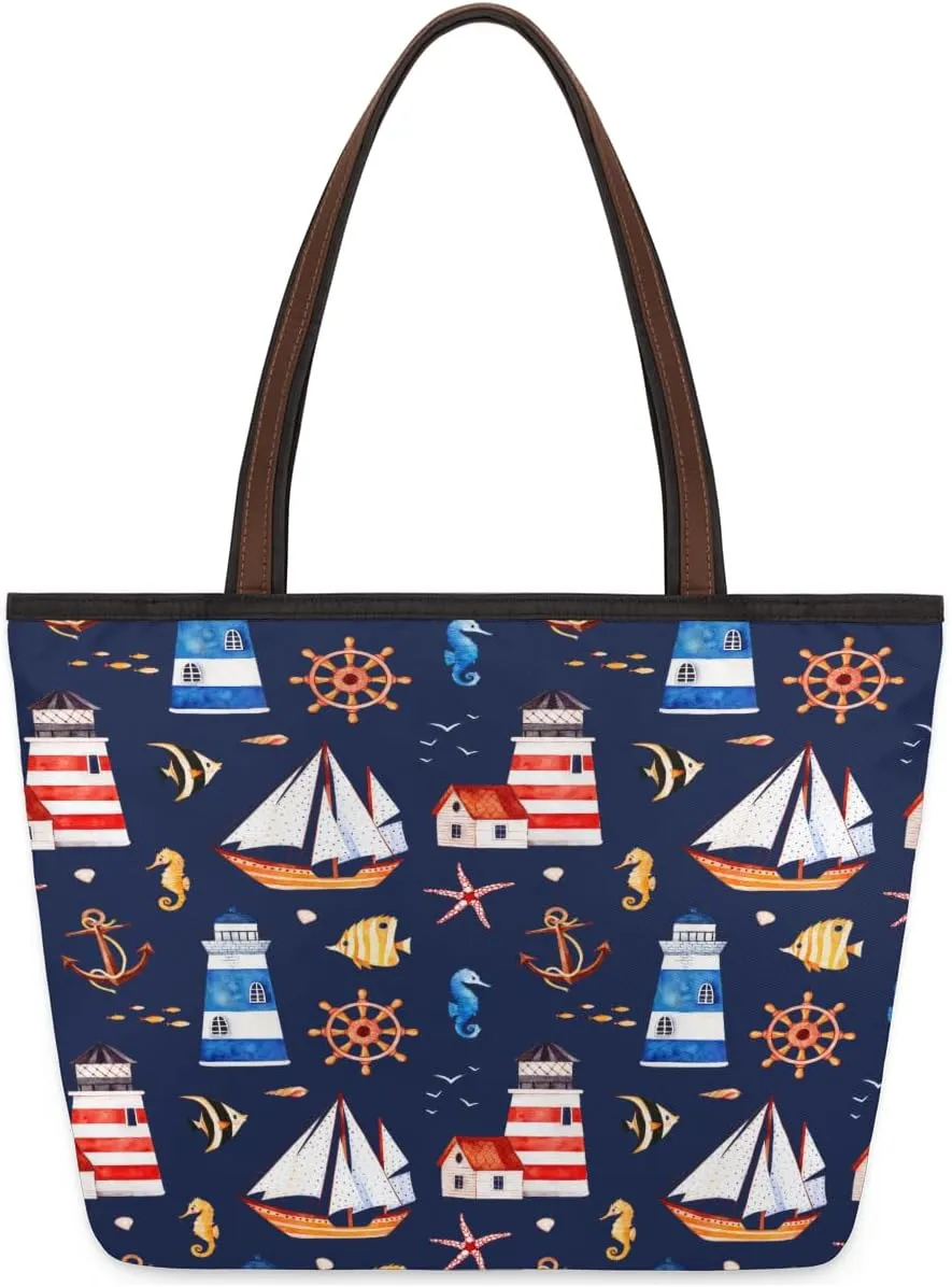 Tote Bag for Women with Zipper Large Capacity Top Handle Casual Shoulder Bag Handbag Reusable Shopping