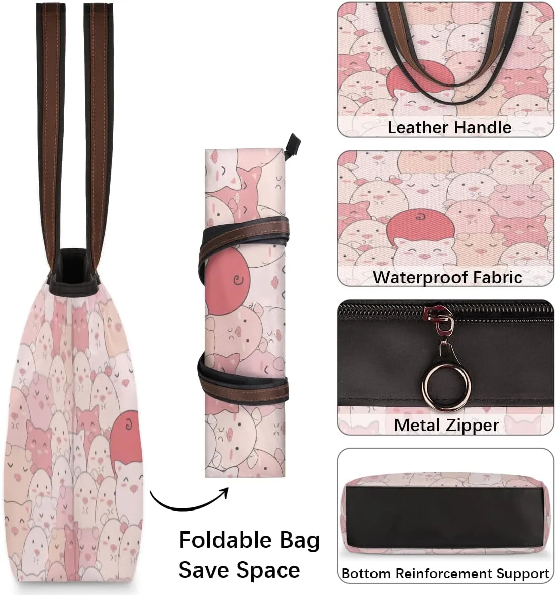 Tote Bag for Women with Zipper Large Capacity Top Handle Casual Shoulder Bag Handbag Reusable Shopping