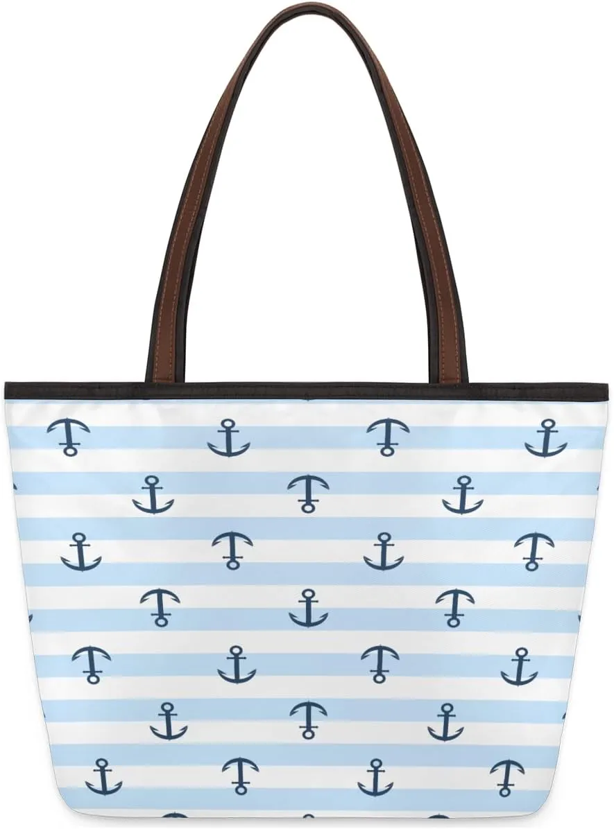 Tote Bag for Women with Zipper Large Capacity Top Handle Casual Shoulder Bag Handbag Reusable Shopping
