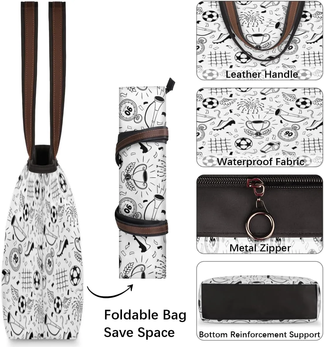 Tote Bag for Women with Zipper Large Capacity Top Handle Casual Shoulder Bag Handbag Reusable Shopping