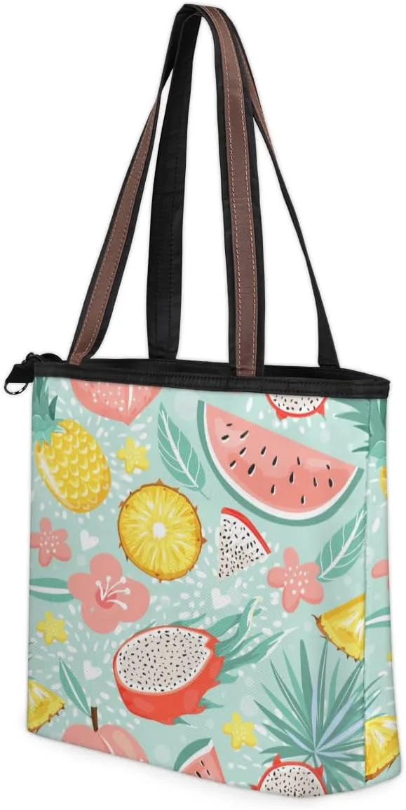 Tote Bag for Women with Zipper Large Capacity Top Handle Casual Shoulder Bag Handbag Reusable Shopping