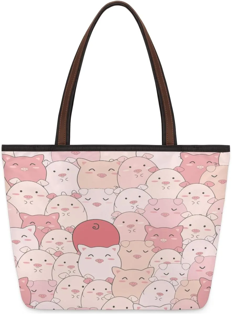 Tote Bag for Women with Zipper Large Capacity Top Handle Casual Shoulder Bag Handbag Reusable Shopping