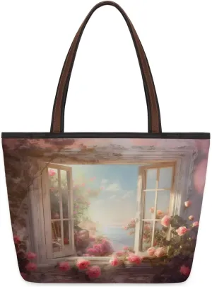 Tote Bag for Women with Zipper Large Capacity Top Handle Casual Shoulder Bag Handbag Reusable Shopping