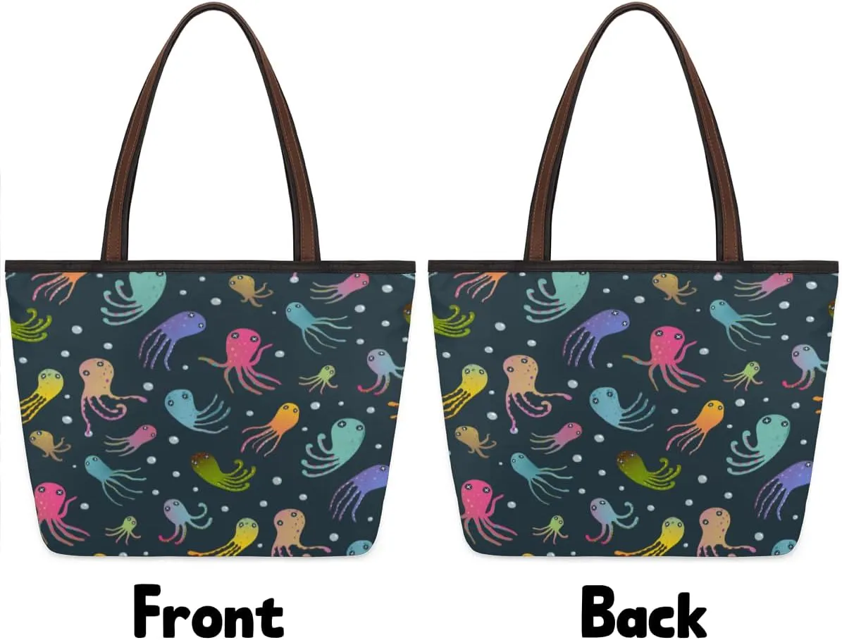 Tote Bag for Women with Zipper Large Capacity Top Handle Casual Shoulder Bag Handbag Reusable Shopping