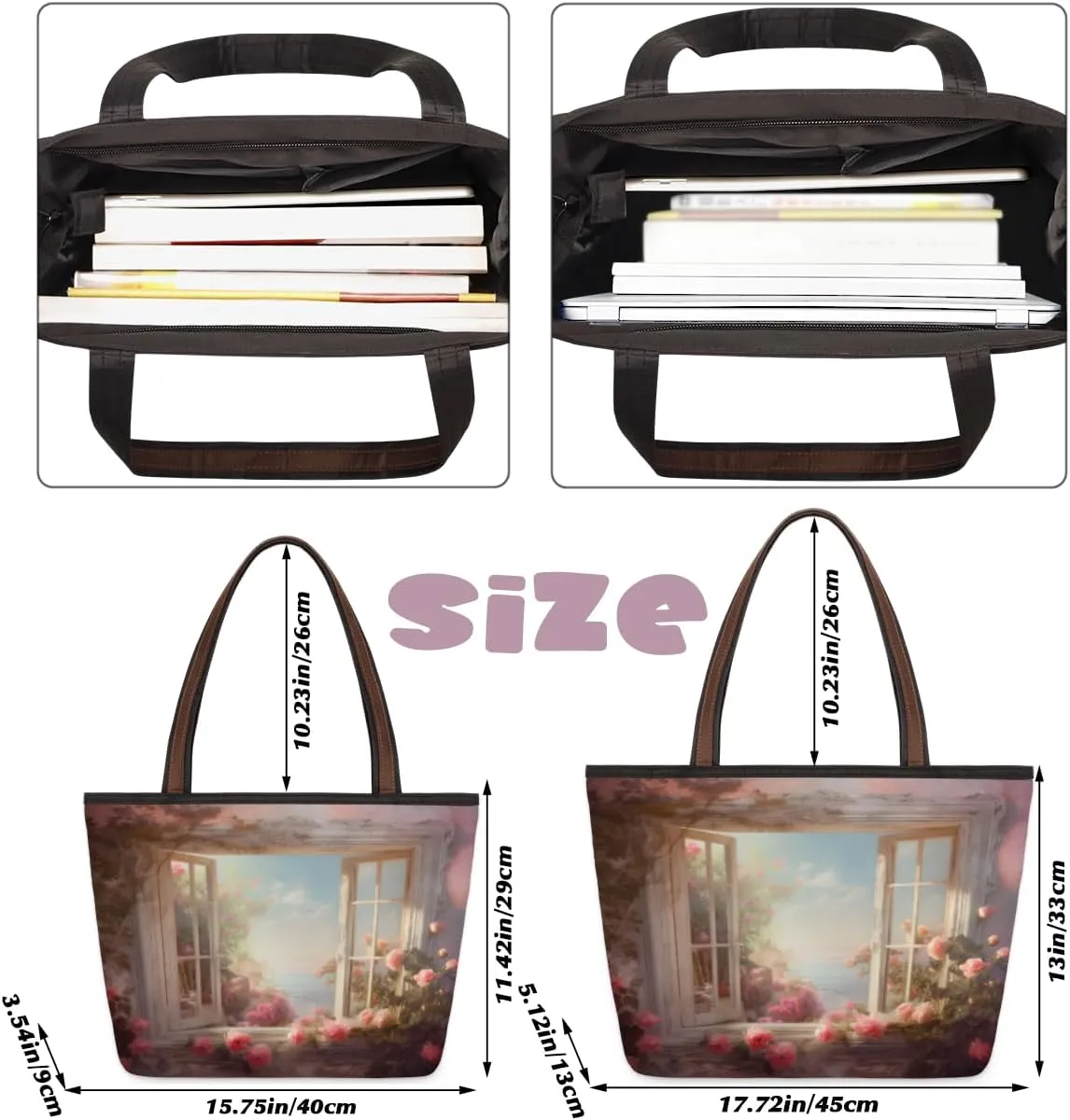 Tote Bag for Women with Zipper Large Capacity Top Handle Casual Shoulder Bag Handbag Reusable Shopping