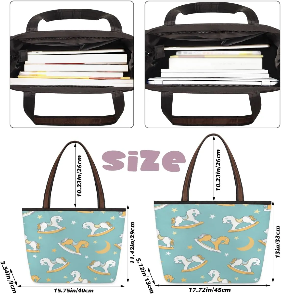 Tote Bag for Women with Zipper Large Capacity Top Handle Casual Shoulder Bag Handbag Reusable Shopping