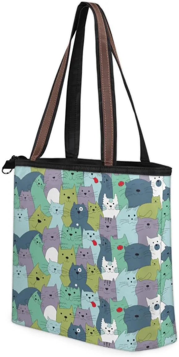 Tote Bag for Women with Zipper Large Capacity Top Handle Casual Shoulder Bag Handbag Reusable Shopping
