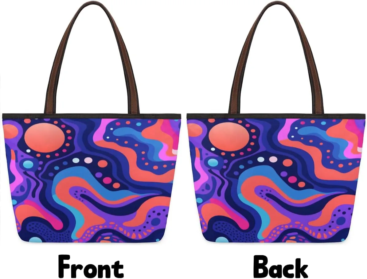 Tote Bag for Women with Zipper Large Capacity Top Handle Casual Shoulder Bag Handbag Reusable Shopping