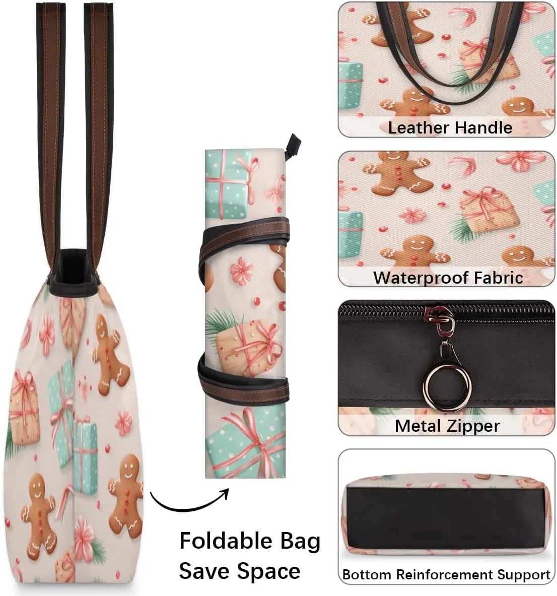 Tote Bag for Women with Zipper Large Capacity Top Handle Casual Shoulder Bag Handbag Reusable Shopping