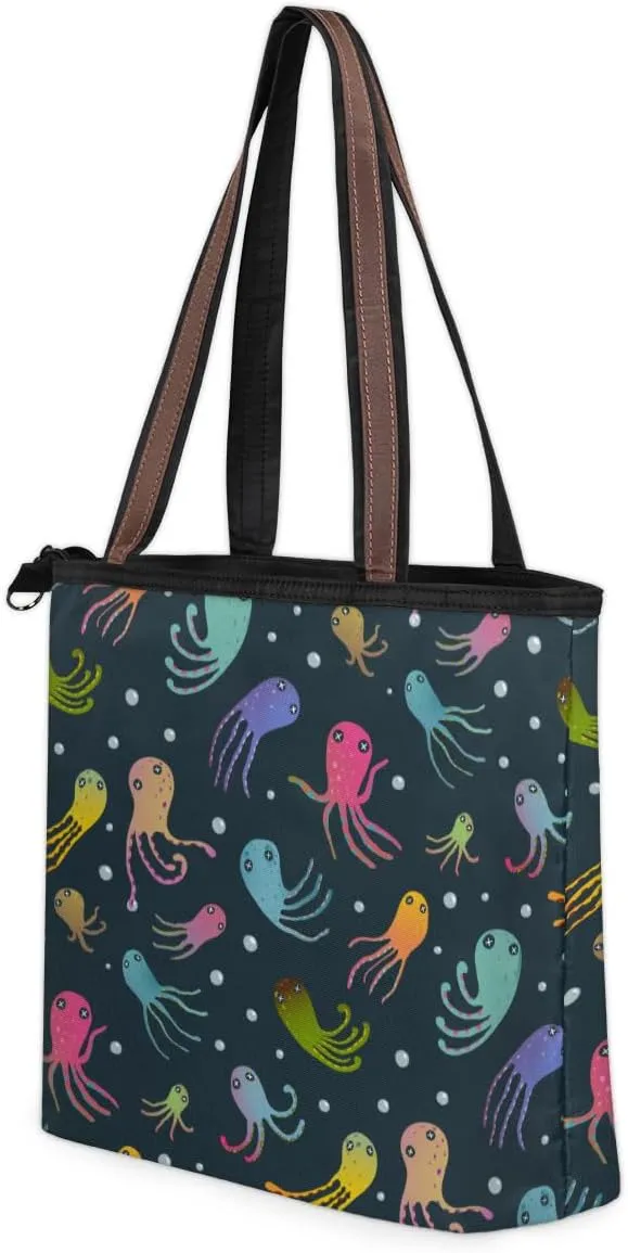 Tote Bag for Women with Zipper Large Capacity Top Handle Casual Shoulder Bag Handbag Reusable Shopping