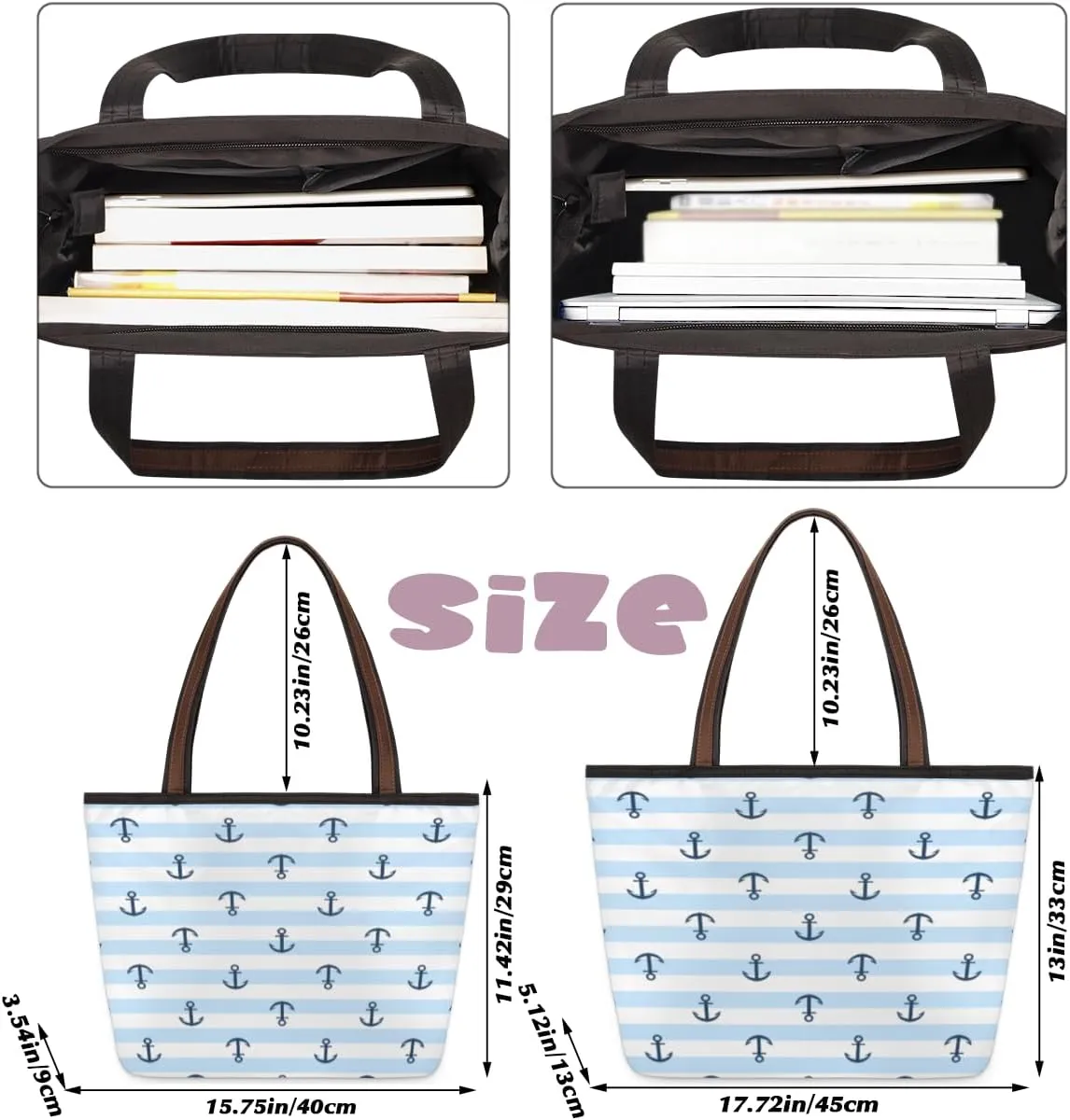 Tote Bag for Women with Zipper Large Capacity Top Handle Casual Shoulder Bag Handbag Reusable Shopping