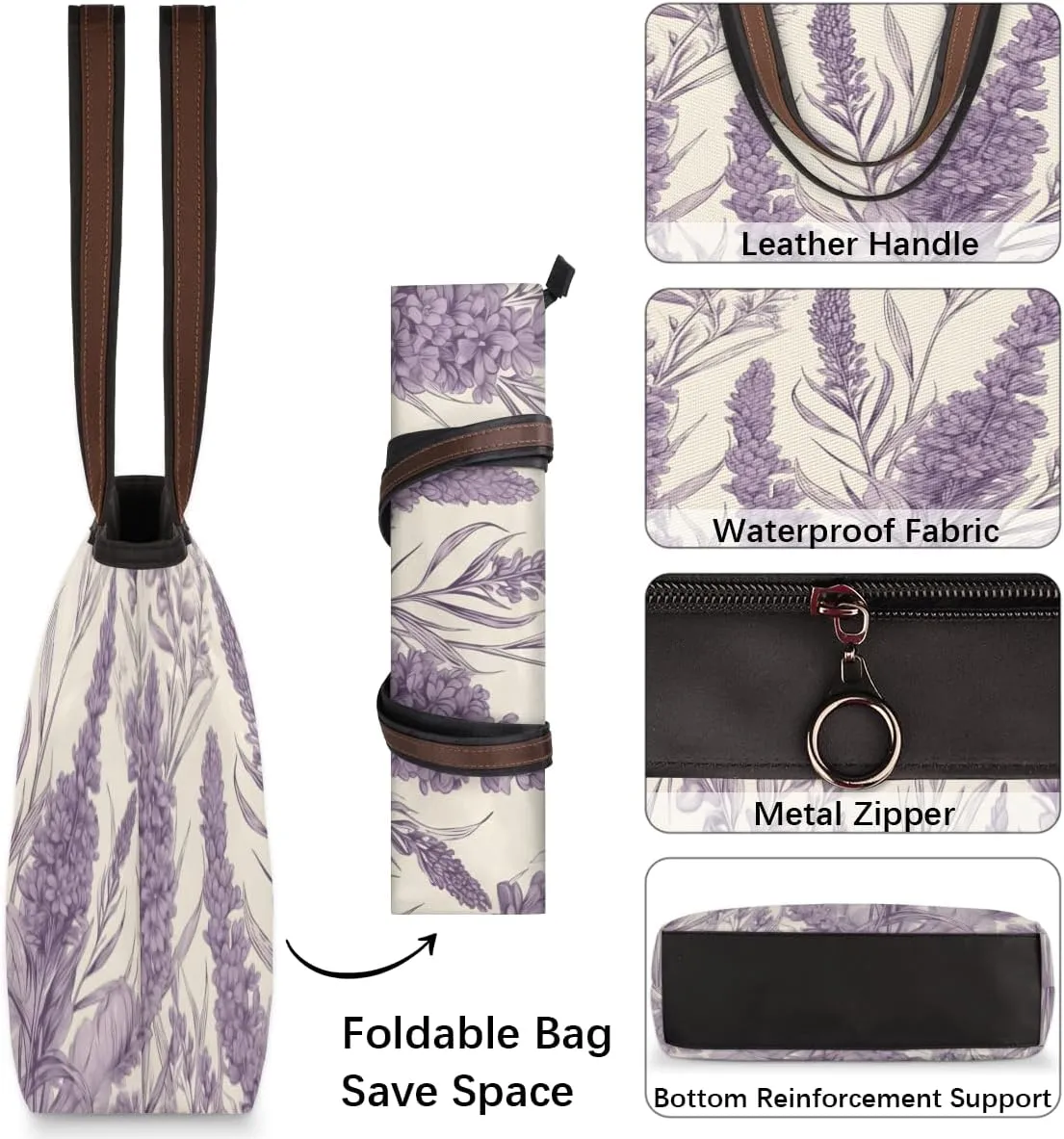 Tote Bag for Women with Zipper Large Capacity Top Handle Casual Shoulder Bag Handbag Reusable Shopping