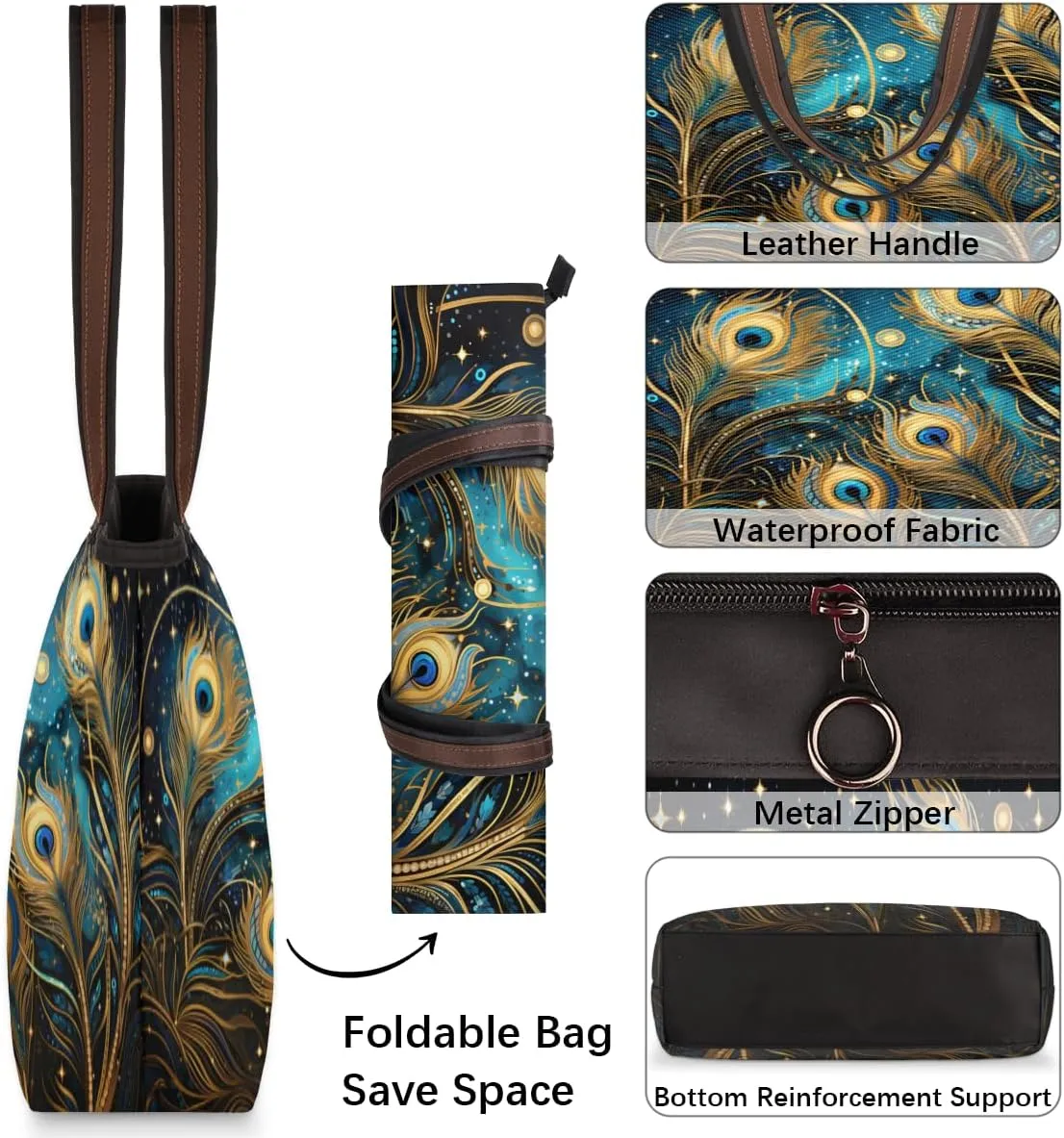 Tote Bag for Women with Zipper Large Capacity Top Handle Casual Shoulder Bag Handbag Reusable Shopping