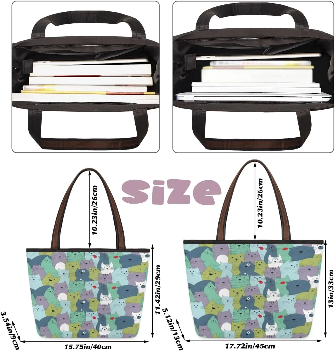 Tote Bag for Women with Zipper Large Capacity Top Handle Casual Shoulder Bag Handbag Reusable Shopping
