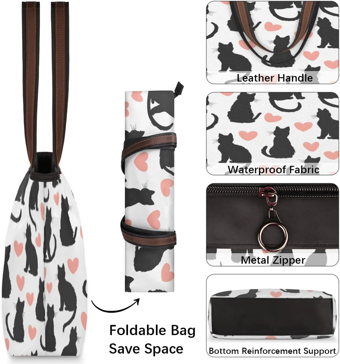 Tote Bag for Women with Zipper Large Capacity Top Handle Casual Shoulder Bag Handbag Reusable Shopping