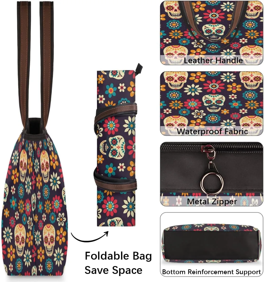 Tote Bag for Women with Zipper Large Capacity Top Handle Casual Shoulder Bag Handbag Reusable Shopping