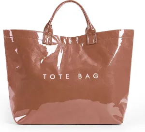 Tote Bag for Women,Large Work Tote Bag Clear Plastic Handbag PVC Letter Printed Bag Kraft Paper Hobo Bag with Handle