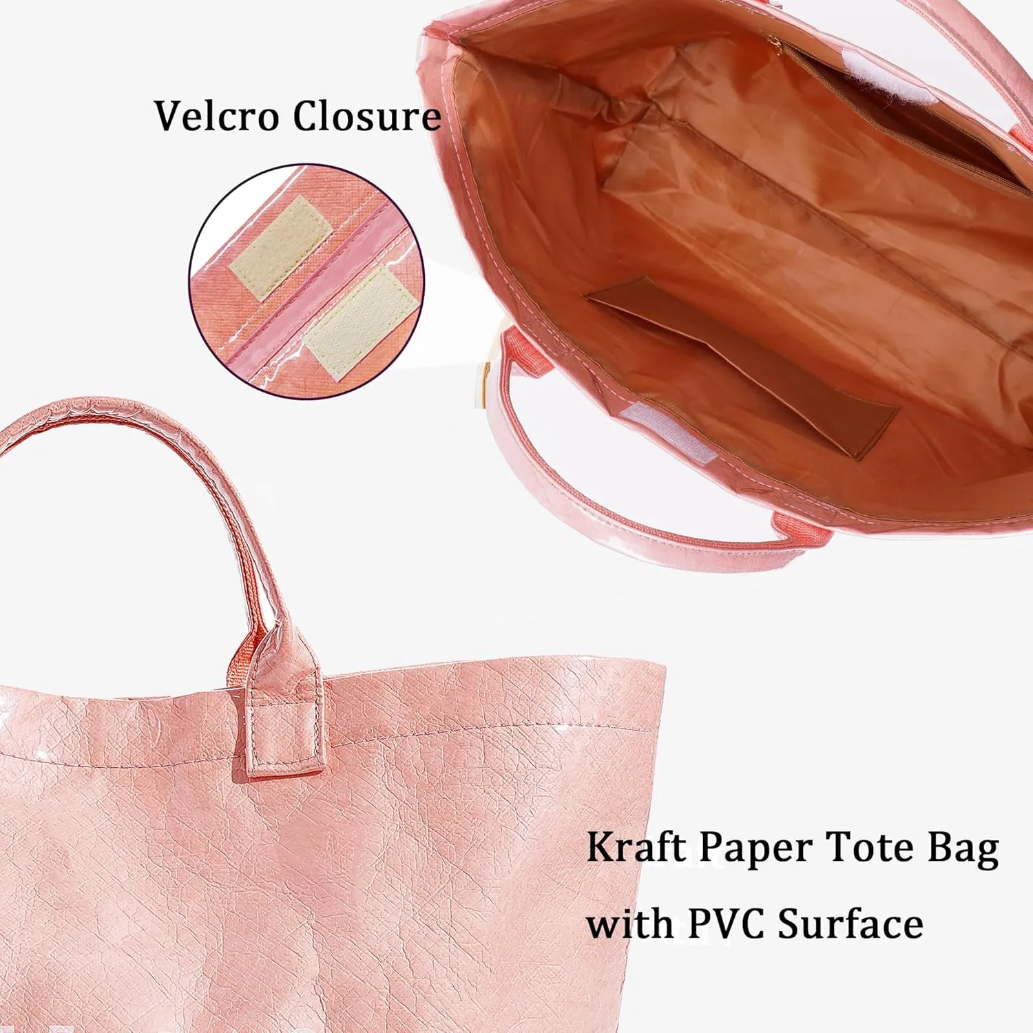 Tote Bag for Women,Large Work Tote Bag Clear Plastic Handbag PVC Letter Printed Bag Kraft Paper Hobo Bag with Handle