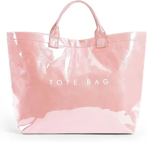 Tote Bag for Women,Large Work Tote Bag Clear Plastic Handbag PVC Letter Printed Bag Kraft Paper Hobo Bag with Handle
