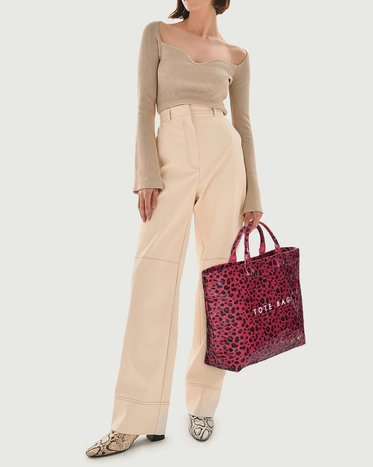 Tote Bag for Women,Large Work Tote Bag Clear Plastic Handbag PVC Letter Printed Bag Kraft Paper Hobo Bag with Handle