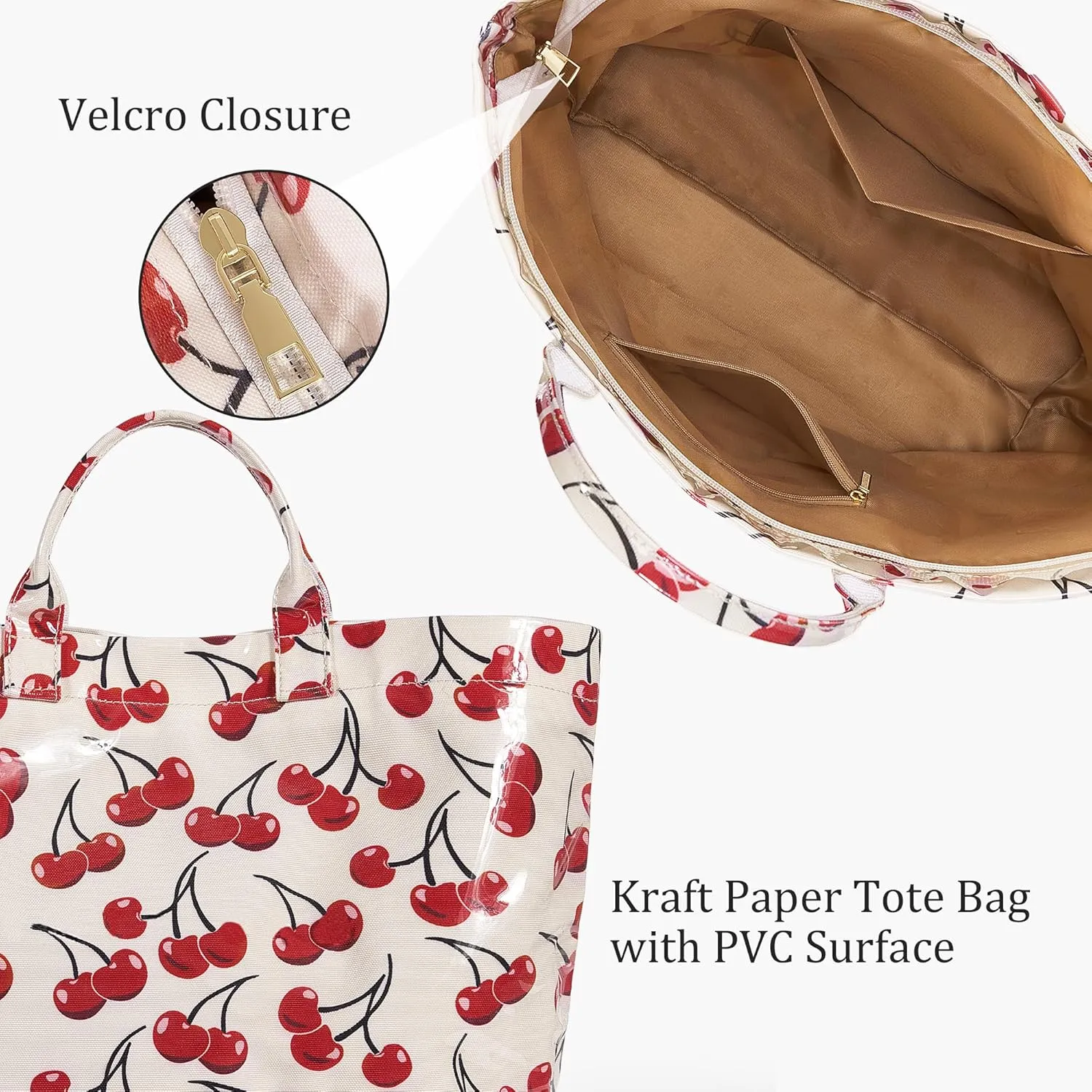 Tote Bag for Women,Large Work Tote Bag Clear Plastic Handbag PVC Letter Printed Bag Kraft Paper Hobo Bag with Handle