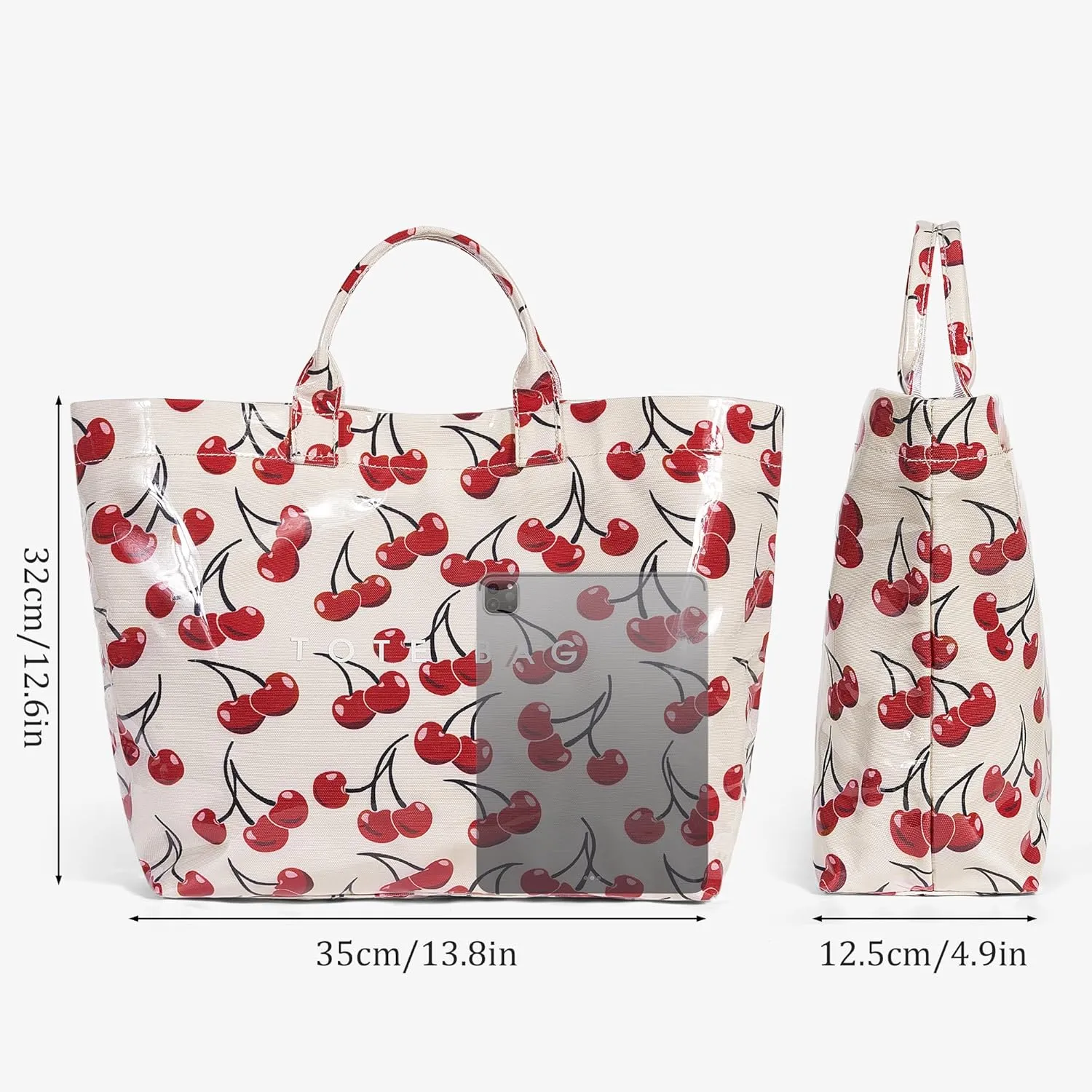 Tote Bag for Women,Large Work Tote Bag Clear Plastic Handbag PVC Letter Printed Bag Kraft Paper Hobo Bag with Handle