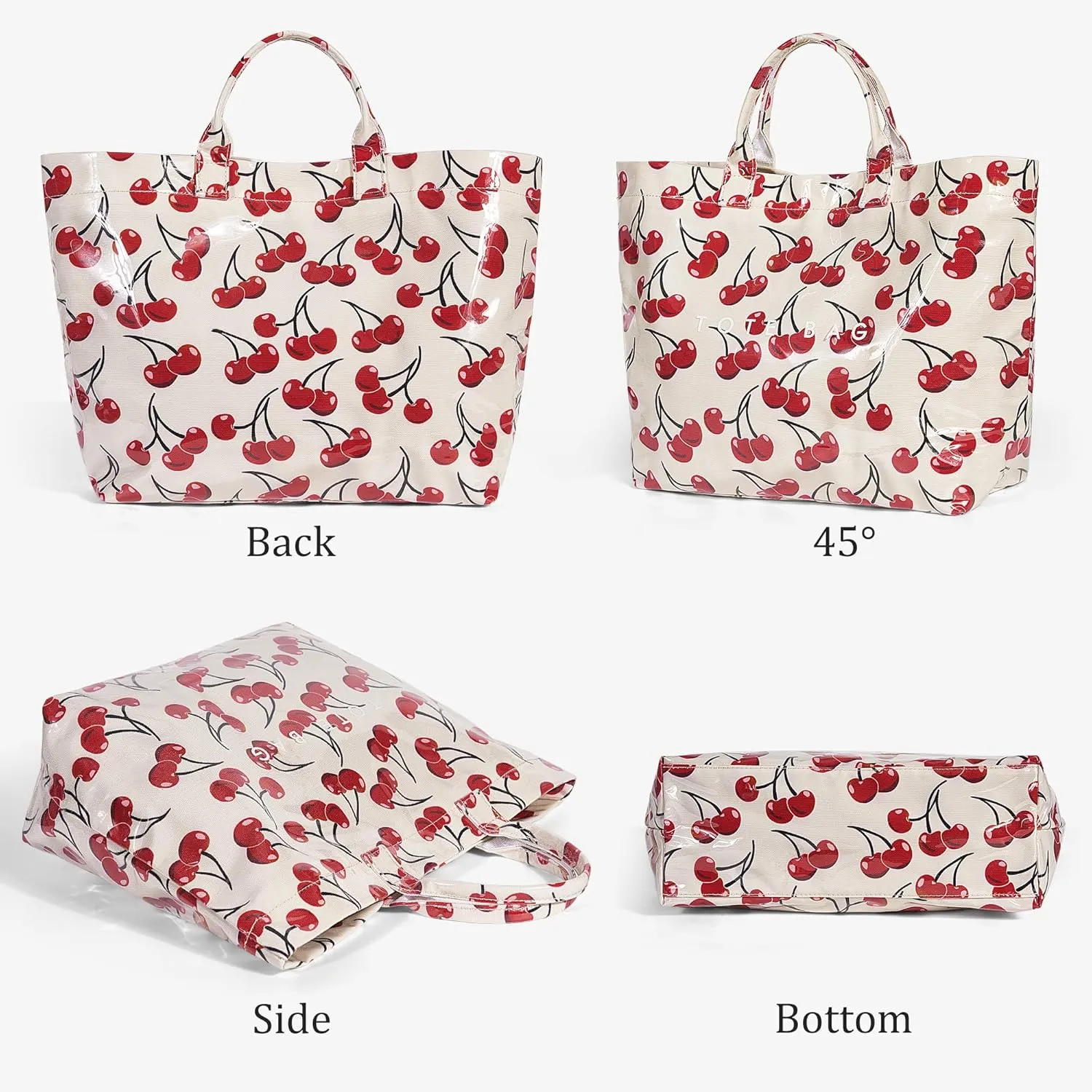 Tote Bag for Women,Large Work Tote Bag Clear Plastic Handbag PVC Letter Printed Bag Kraft Paper Hobo Bag with Handle
