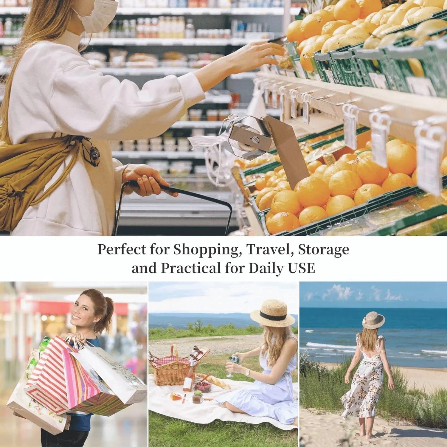Tote Bag Large Capacity Grocery Bag With Zipper Tractor farm Shopping Bag Shoulder Bag for Women