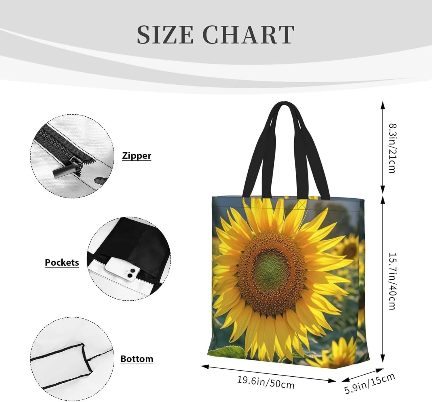 Tote Bag Large Capacity Grocery Bag With Zipper Tractor farm Shopping Bag Shoulder Bag for Women