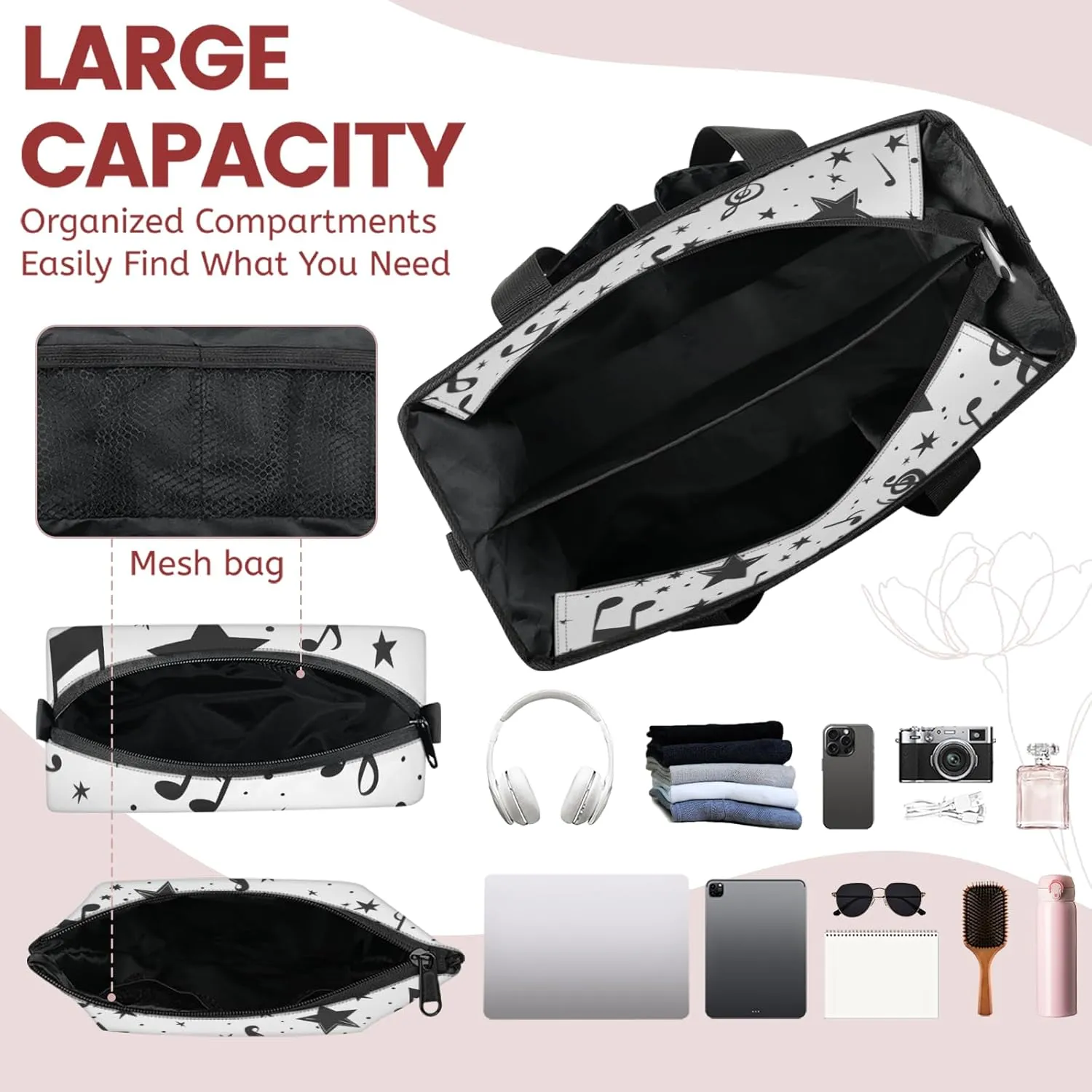 Tote Satchel Bag Set 3PCS for Women,Travel Shoulder Bag Handbag and Wallet Daily Use04