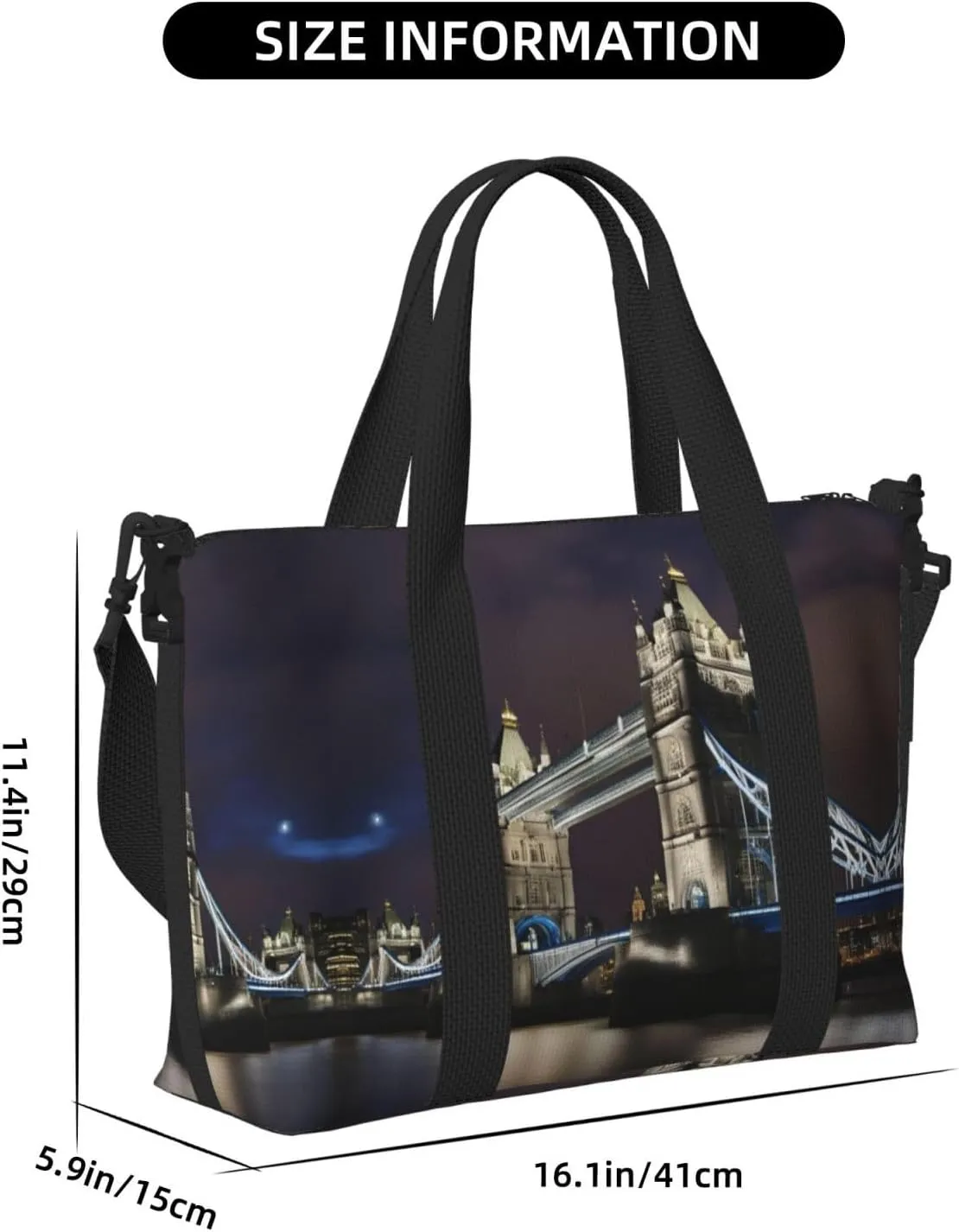 Tower Bridge In London Travel Duffel Bag Carry On Tote Bags For Men,Weekender Overnight Bag,Sports Tote Gym Bag