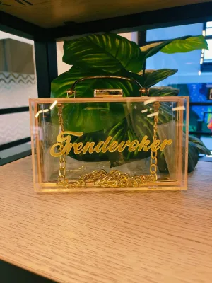 Transparent Gold Acrylic Clutch Bag