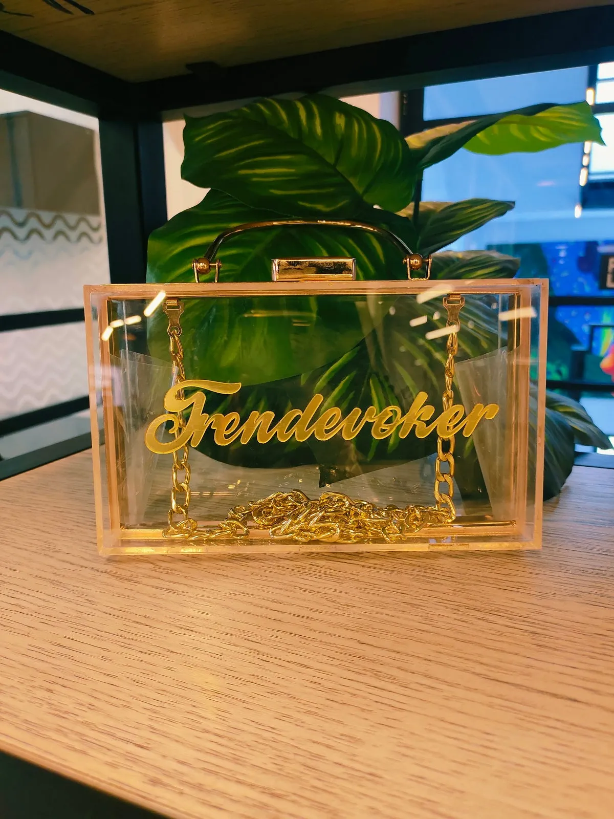 Transparent Gold Acrylic Clutch Bag