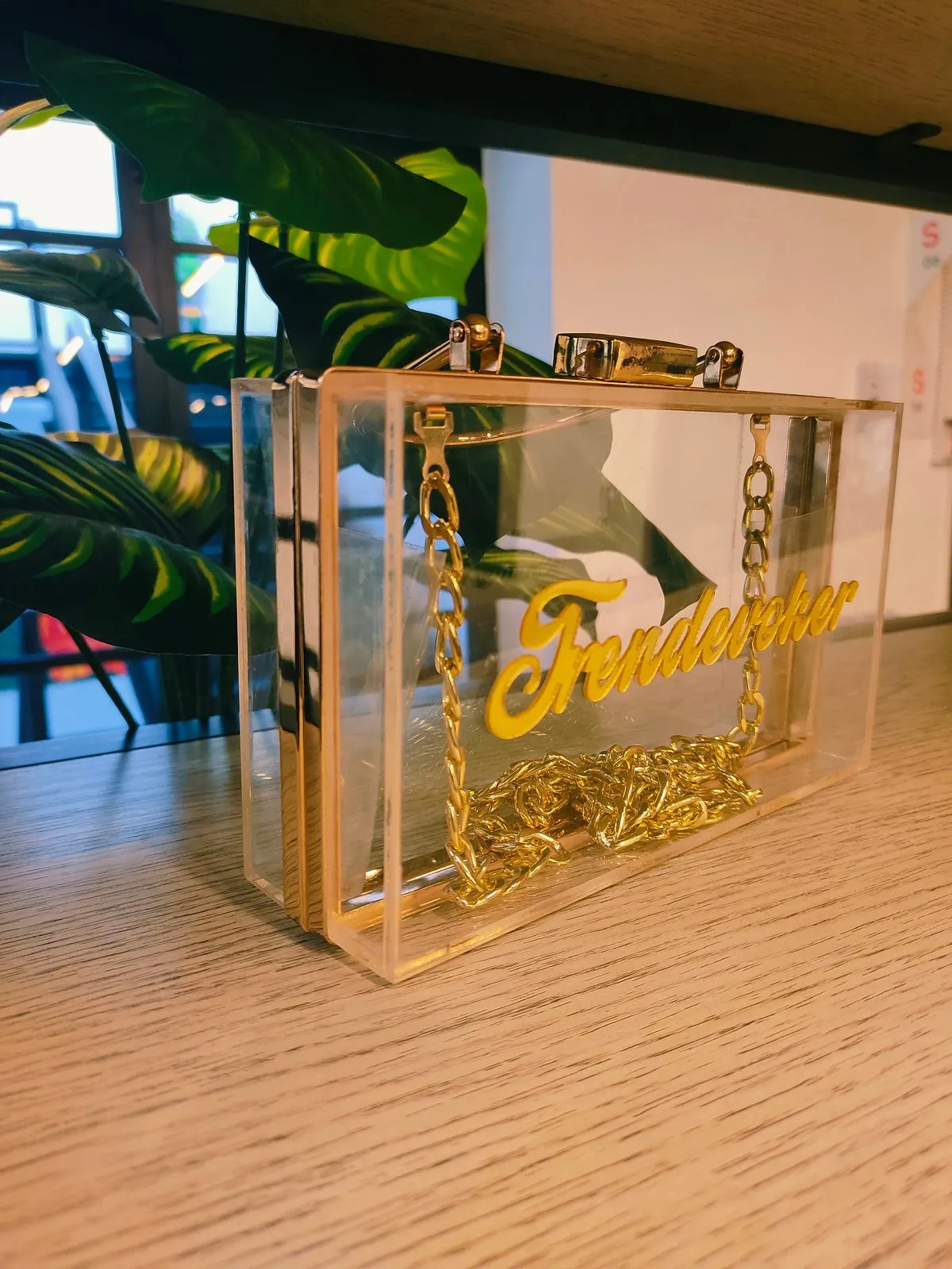 Transparent Gold Acrylic Clutch Bag