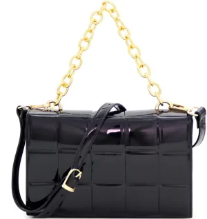 Trendeology Chain Accent Woven Effect Jelly 2-Way Shoulder Bag Crossbody