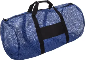 Trident Medium Gauge Mesh, Nylon Webbing Reinforced Duffel Bags (Blue, 30 x 14 Inches)