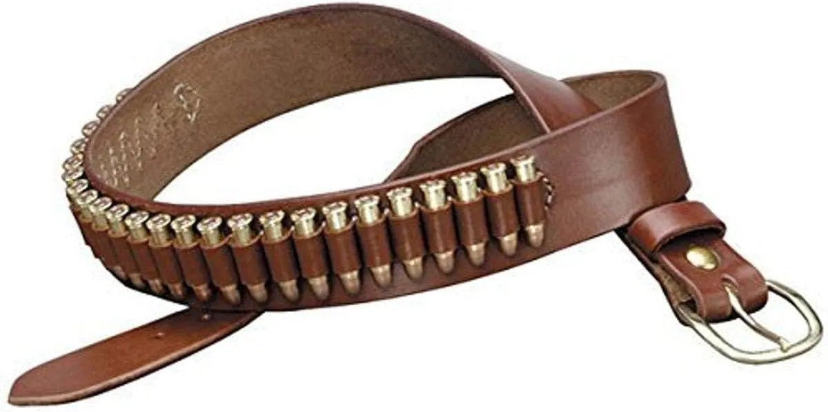 TRIPLE K 10020 100 Heavy Saddle Leather Pistol Cartridge Belt, Walnut Oil, Plain Finish