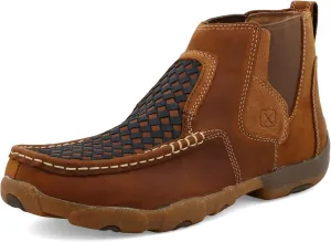 Twisted X Men's 4" Chelsea Driving Moc, Moc Toe, Woven Multi & Oiled Saddle, 13 M