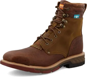Twisted X Men's 8" CellStretch Lacer, Square Toe Alloy Toe with CellStretch, Distressed Saddle & Cognac, 13 EE