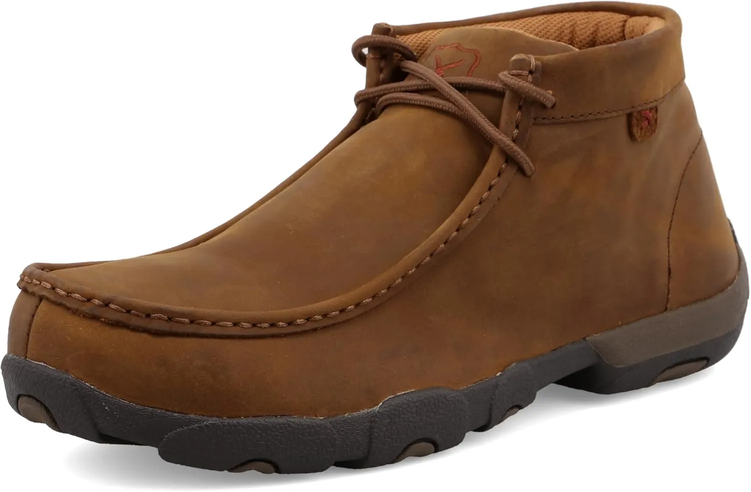 Twisted X Men's Work Chukka Driving Moc, Moc Toe Steel Toe, Distressed Saddle, 13 EEE