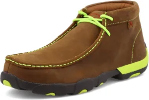 Twisted X Men's Work Chukka Driving Moc, Moc Toe Steel Toe, Distressed Saddle & Yellow, 10.5 W