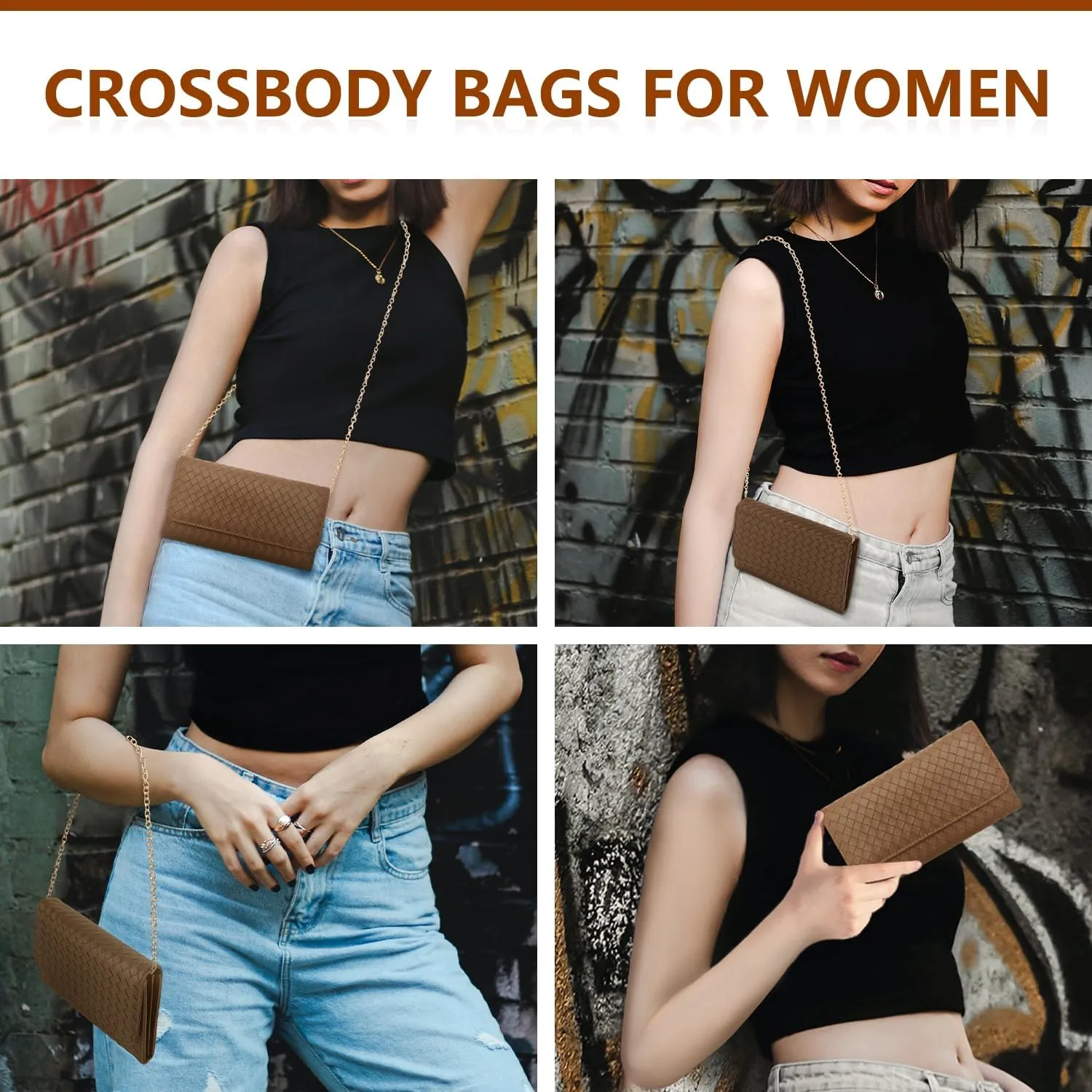 U U Crossbody Bags for Women, Handbags Cell Phone Wallet Small Purse with Credit Card Slots and Removebale Chain