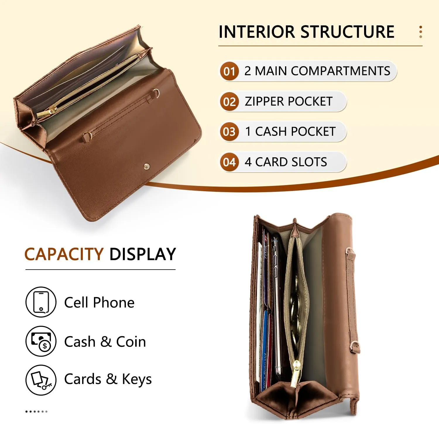 U U Crossbody Bags for Women, Handbags Cell Phone Wallet Small Purse with Credit Card Slots and Removebale Chain