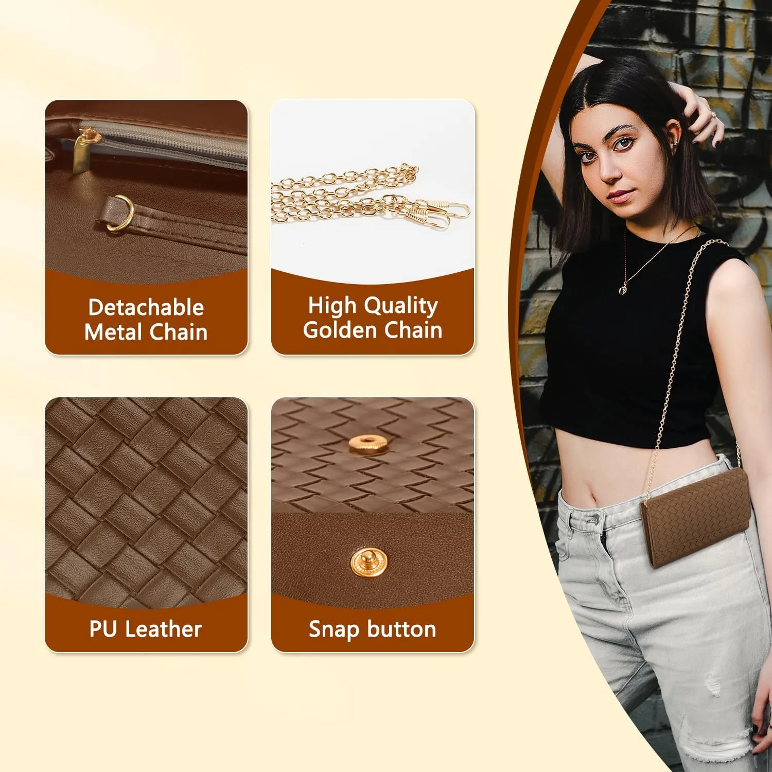U U Crossbody Bags for Women, Handbags Cell Phone Wallet Small Purse with Credit Card Slots and Removebale Chain